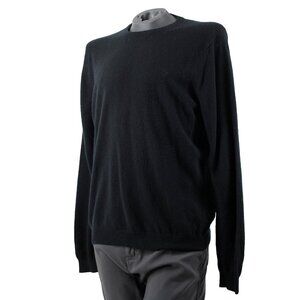 Malo Spa Sz 56 Black Long Sleeve 100% Cashmere Crew Neck Sweater AS IS Sweater